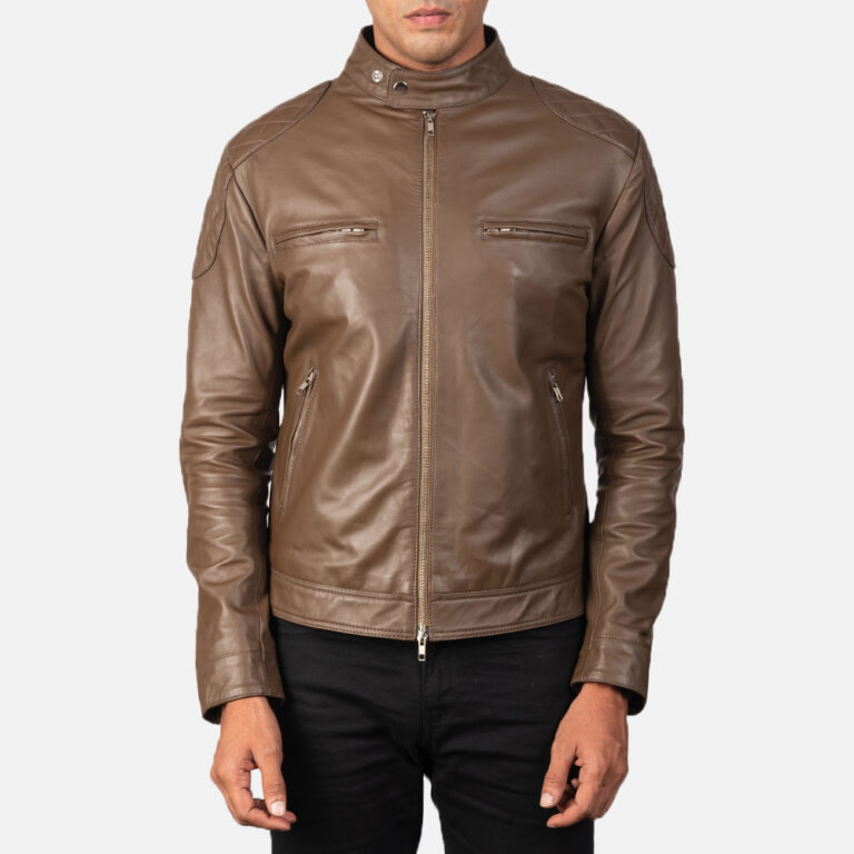 Mens Gatsby Mocha Brown Leather Biker Jacket6310-5-1568993799138